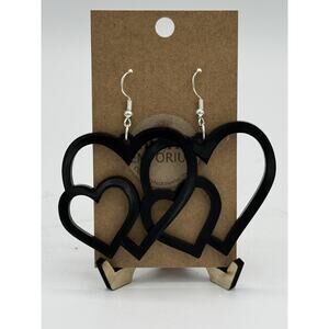Black Acrylic Heart Earrings